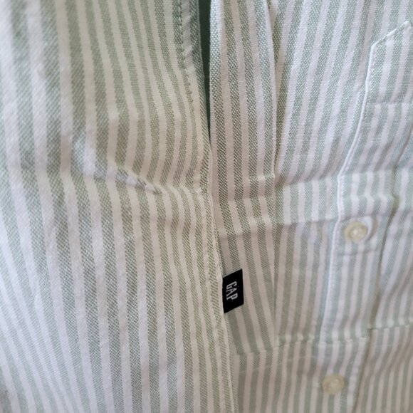 GAP Oxford Shirt Men's Large Green/White Striped Button Down Dress Shirt NWT - Picture 5 of 10